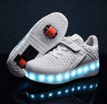 Load image into Gallery viewer, USB Charging Children Roller Skate Casual Shoes Boys Girl Automatic Jazzy LED Lighted Flashing Kids Glowing Sneakers with Wheels
