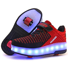 Load image into Gallery viewer, USB Charging Children Roller Skate Casual Shoes Boys Girl Automatic Jazzy LED Lighted Flashing Kids Glowing Sneakers with Wheels