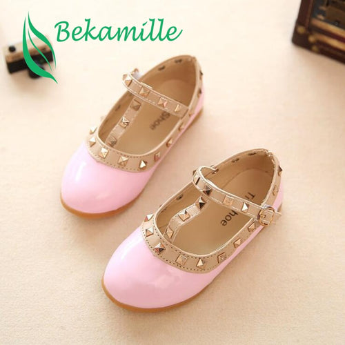 Bekamille 2019 children casual shoes girls spring autumn leather shoes fashion Rivet princess baby shoes Kids girls sandals
