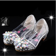 Load image into Gallery viewer, Fashion Cinderella Crystal Bright Diamond Shoes Girl Princess Single Shoes Girl Performance High Heels Shoes