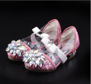 Fashion Cinderella Crystal Bright Diamond Shoes Girl Princess Single Shoes Girl Performance High Heels Shoes
